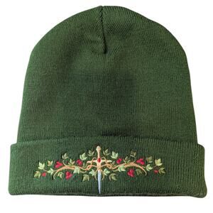 Owl Crate Green Embroidered Fae Sword Fantasy Knit Cap